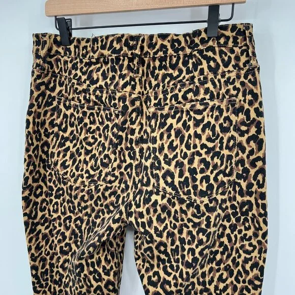 J.CREW 9" High Rise Skinny Jeans Size 32 Waist Exposed Button Fly Leopard Print - Picture 10 of 15